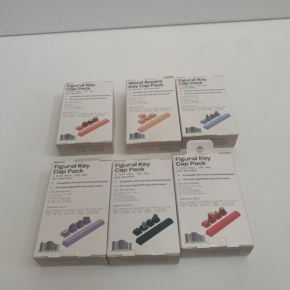 North Lot Of 6 Mechanical Keyboard Assoreted Caps Sets Figural key + wood Accent - Picture 8 of 12
